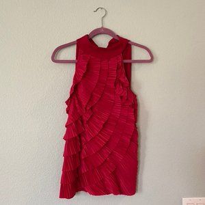 WHBM Red Ruffled Sleeveless Tank